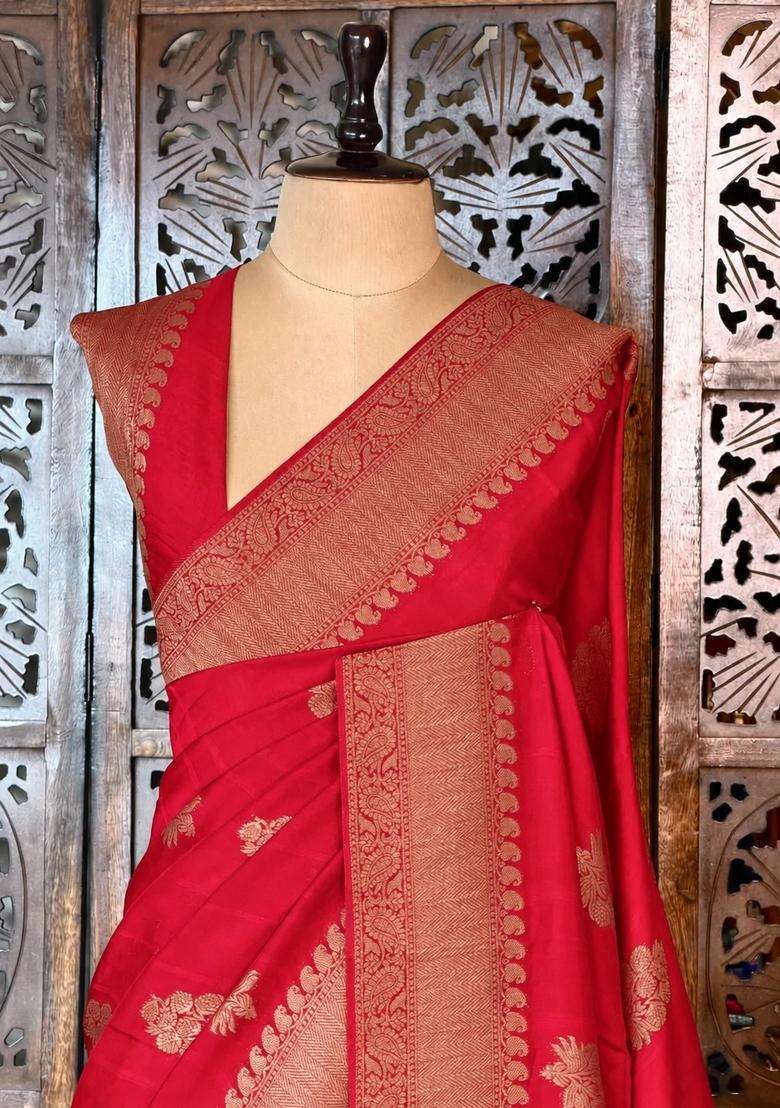 Red Wine Premium Tusser Silk Tussar Saree With Traditional Woven Design For Women - Indya