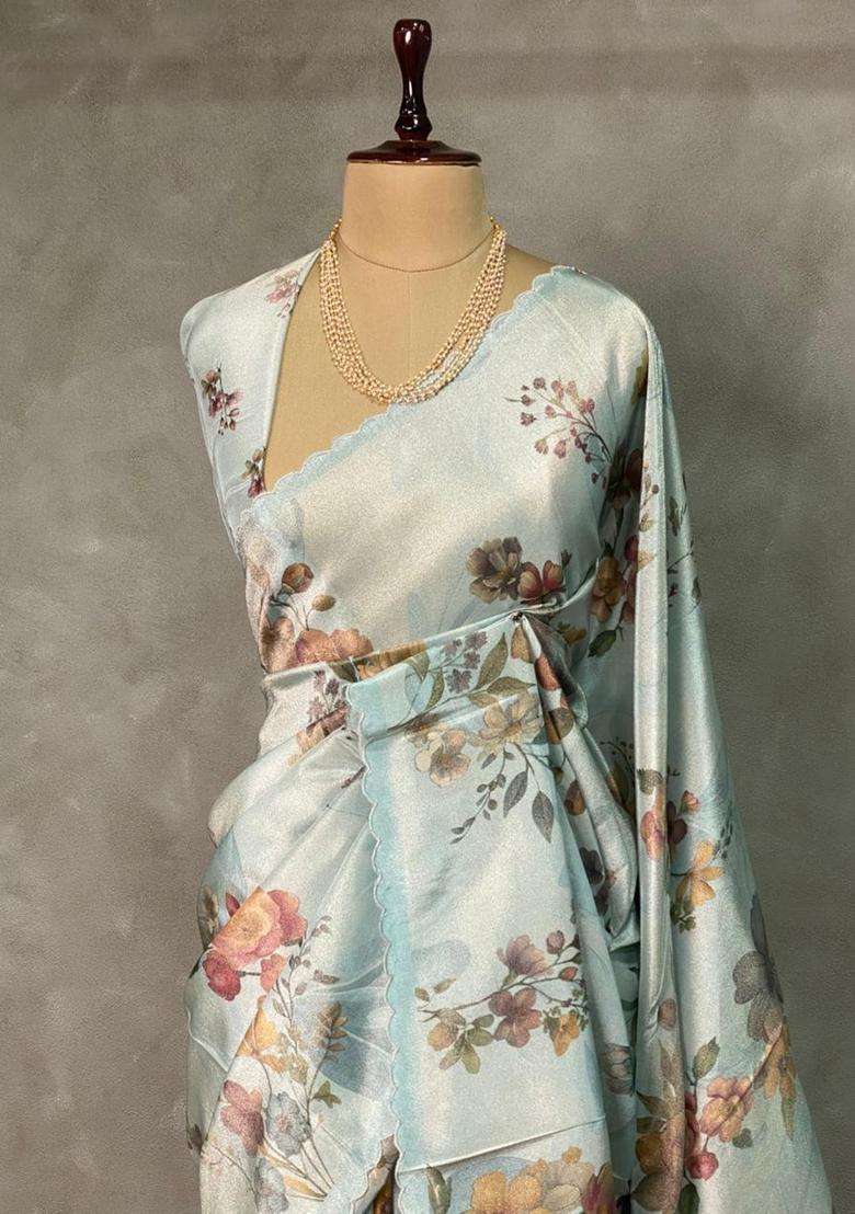 Pastal Blue Pure Soft Tissue Silk Saree Pbrrup With Traditional Woven Design For Women - Indya