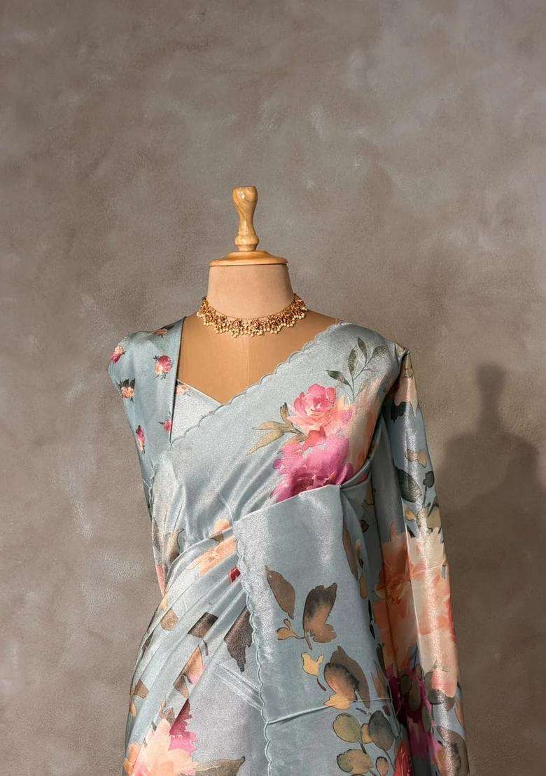 Pastal Blue Pure Soft Tissue Silk Saree Pbrrupd With Traditional Woven Design For Women - Indya