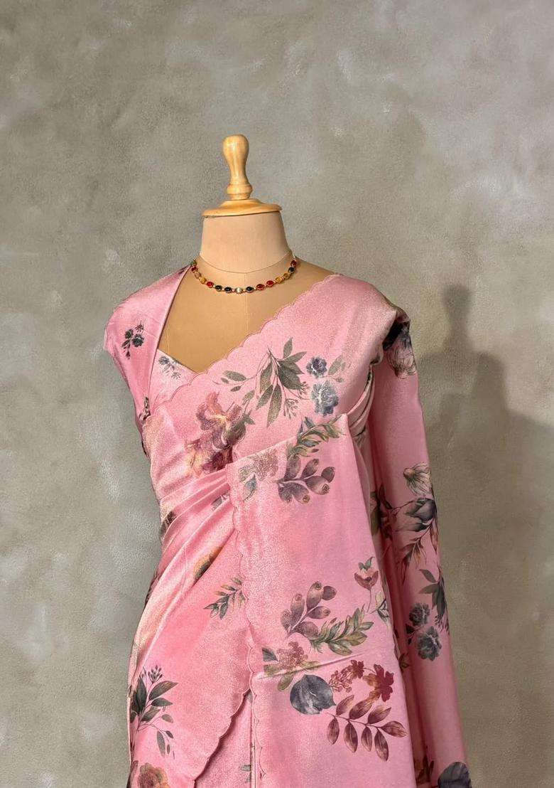 Pastal Pink Pure Soft Tissue Silk Saree Pbrrupe With Traditional Woven Design For Women - Indya