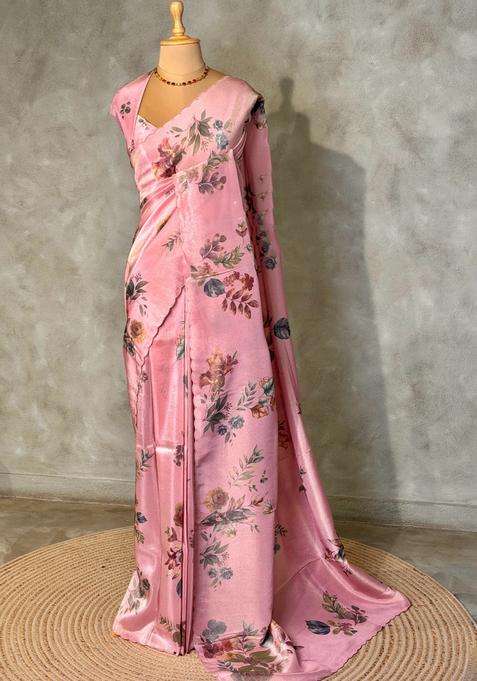 Pastal Pink Pure Soft Tissue Silk Saree Pbrrupe With Traditional Woven Design For Women