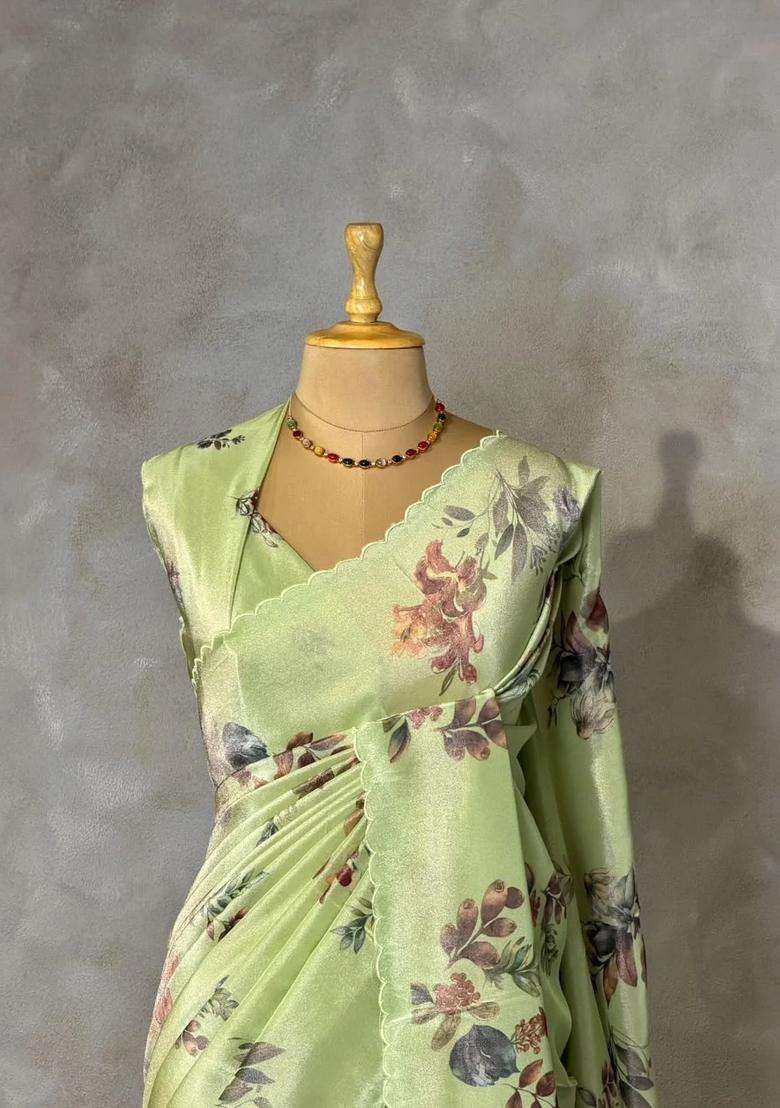 Pastal Green Pure Soft Tissue Silk Saree Pbrrupf With Traditional Woven Design For Women - Indya