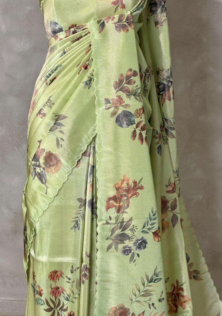 Pastal Green Pure Soft Tissue Silk Saree Pbrrupf With Traditional Woven Design For Women - Indya