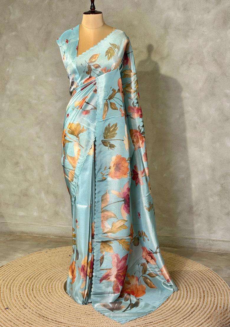 Pastal Blue Pure Soft Tissue Silk Saree Pbrrupg With Traditional Woven Design For Women - Indya