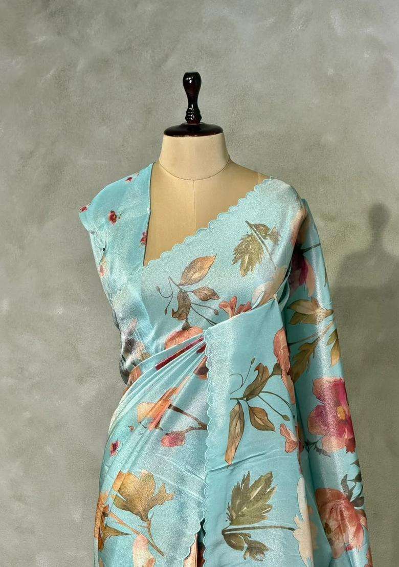 Pastal Blue Pure Soft Tissue Silk Saree Pbrrupg With Traditional Woven Design For Women - Indya