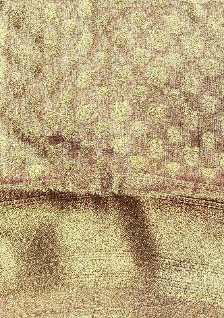 Mauve Pink Tissue Kanchipuram Saree With Traditional Woven Design For Women - Indya