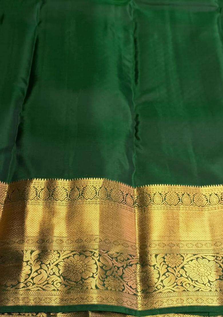 Purple And Green Pure Vintage Kanchipuram Silk Saree With Traditional Woven Design For Women - Indya
