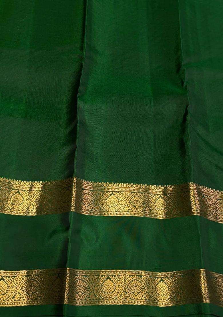 Purple And Green Pure Vintage Kanchipuram Silk Saree With Traditional Woven Design For Women - Indya