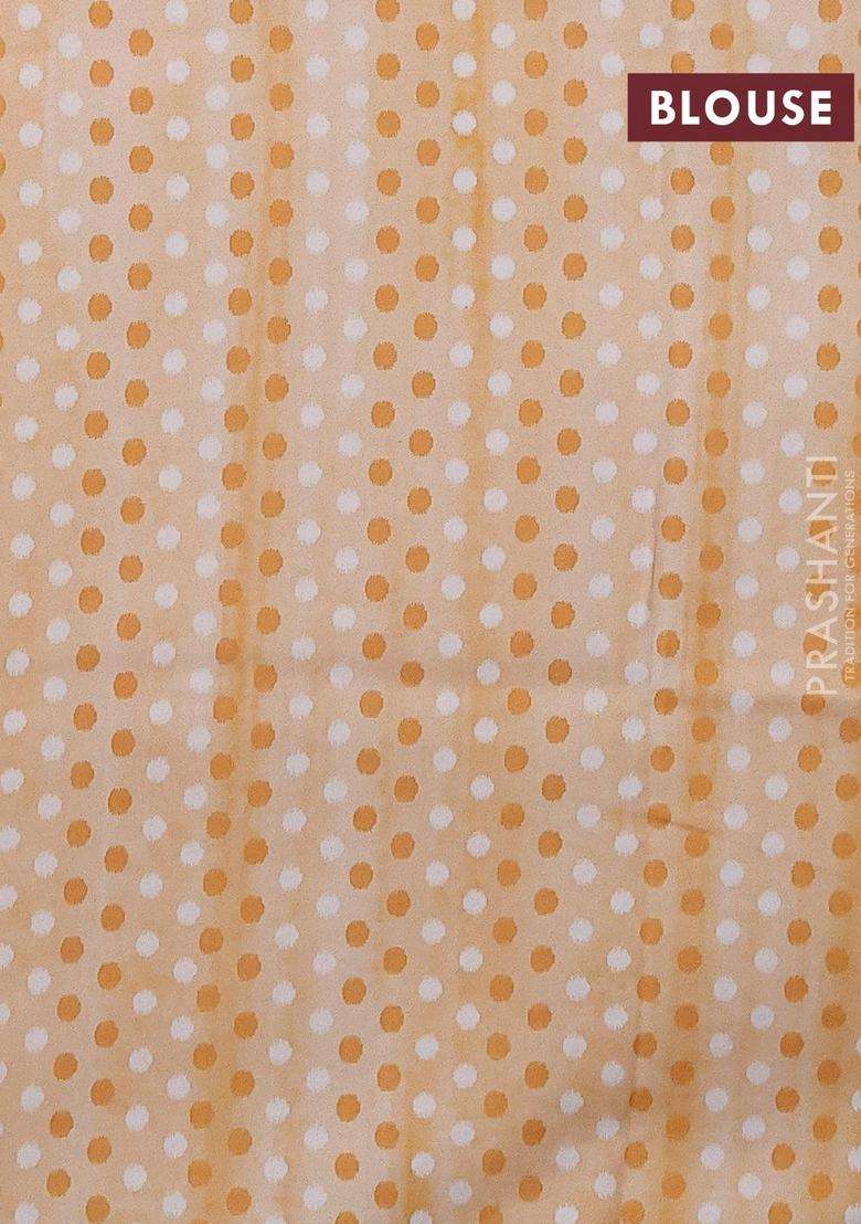 Semi Orangza Organza Saree Off White And Rust Shade With Allover Ikat Prints Embroidery Buttas And Crocia Lace With Embroidered Design For Women - Indya