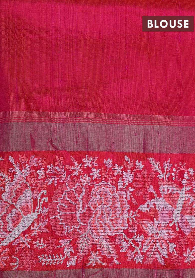 Pure Kanchipuram Silk Saree Lime Green And Dual Shade Of Pink With Annam Zari Woven Buttas And Embroidery Work Zari With Embroidered Design For Women - Indya