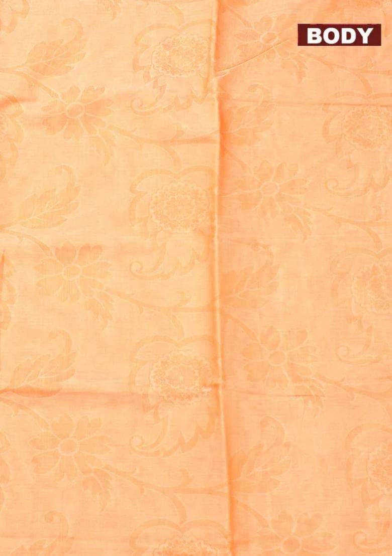 Coimbatore Cotton Light Orange Emboss Saree With Thread Woven Border With Traditional Woven Design For Women - Indya