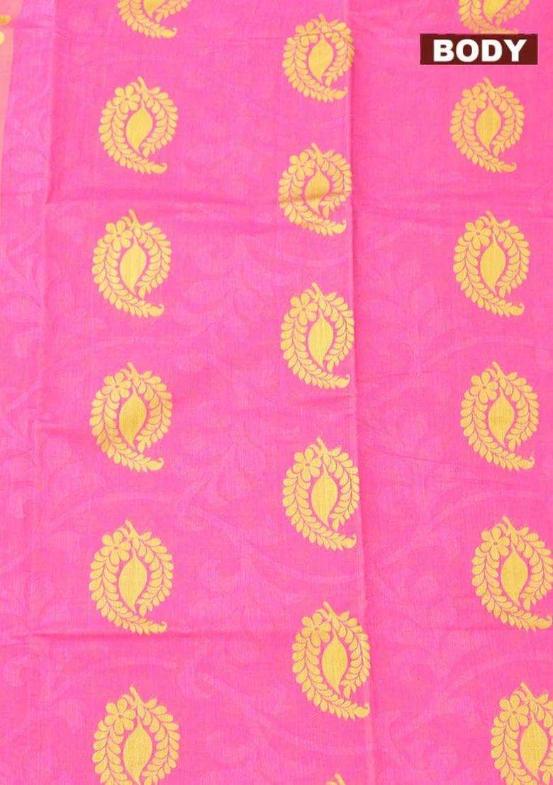 Coimbatore Cotton Pink Butta Saree With Thread Woven Border With Buttas And Brocade Design For Women - Indya
