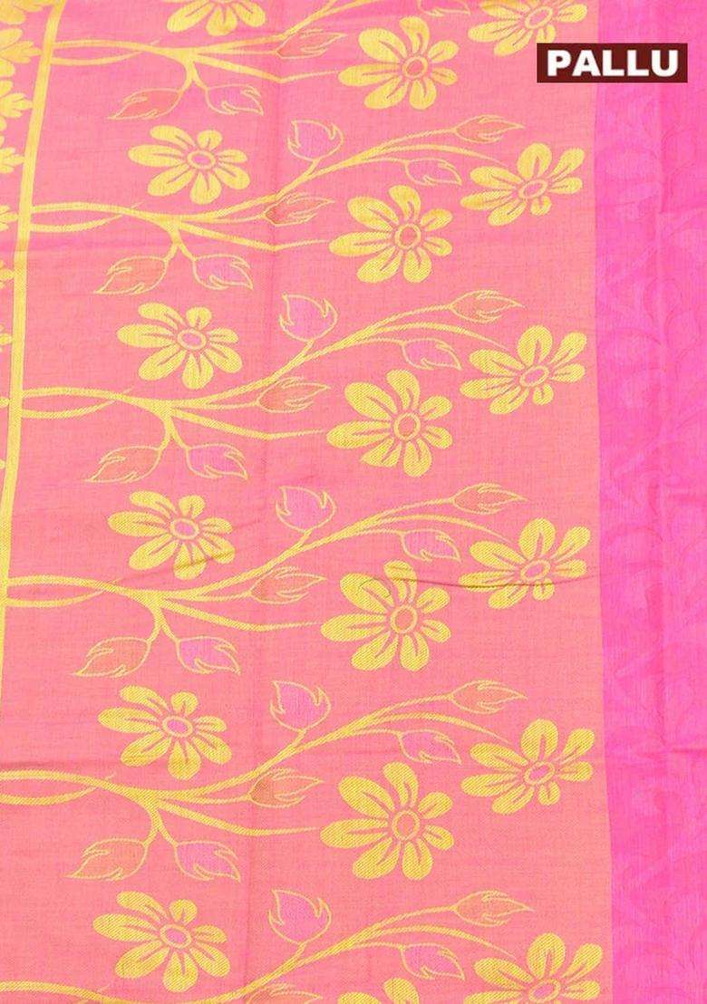 Coimbatore Cotton Pink Butta Saree With Thread Woven Border With Buttas And Brocade Design For Women - Indya