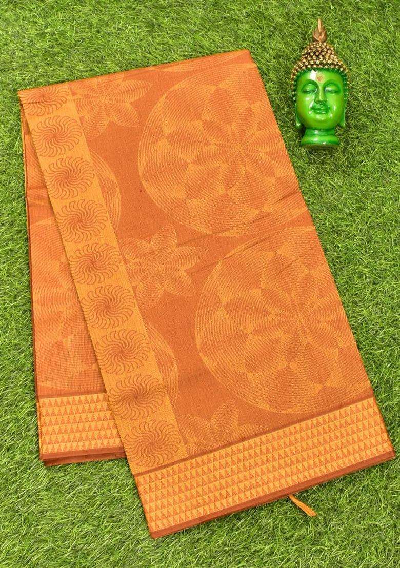 Coimbatore Cotton Brown And Sandal Shade Allself Saree With Thread Woven Border With Traditional Woven Design For Women - Indya