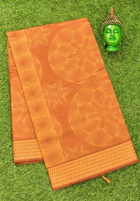 Coimbatore Cotton Brown And Sandal Shade Allself Saree With Thread Woven Border With Traditional Woven Design For Women
