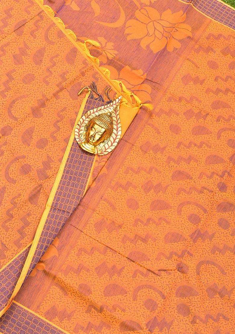 Coimbatore Cotton Yellow And Blue Shade Allself Saree With Thread Woven Border With Traditional Woven Design For Women - Indya