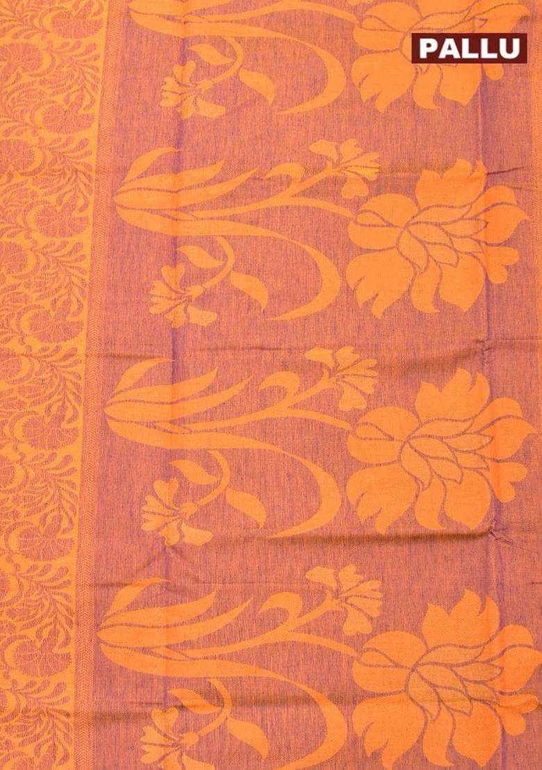 Coimbatore Cotton Yellow And Blue Shade Allself Saree With Thread Woven Border With Traditional Woven Design For Women - Indya