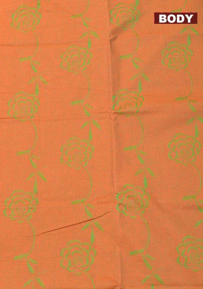 Coimbatore Cotton Orange And Green Shade Allself Saree With Thread Woven Border With Traditional Woven Design For Women - Indya