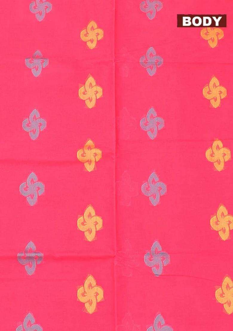 Coimbatore Cotton Dark Pink Butta Saree With Plain Border With Buttas And Brocade Design For Women - Indya