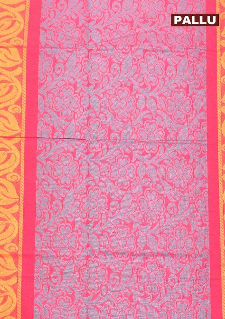 Coimbatore Cotton Dark Pink Butta Saree With Plain Border With Buttas And Brocade Design For Women - Indya