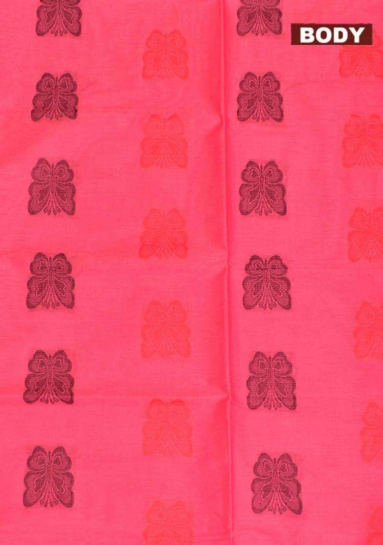 Coimbatore Cotton Dark Pink Butta Saree With Plain Border With Buttas And Brocade Design For Women - Indya