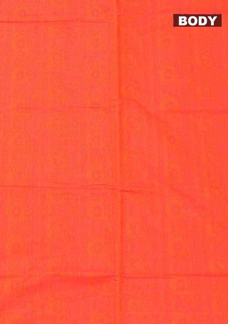 Coimbatore Cotton Dark Orange Emboss Saree With Thread Woven Border With Traditional Woven Design For Women - Indya