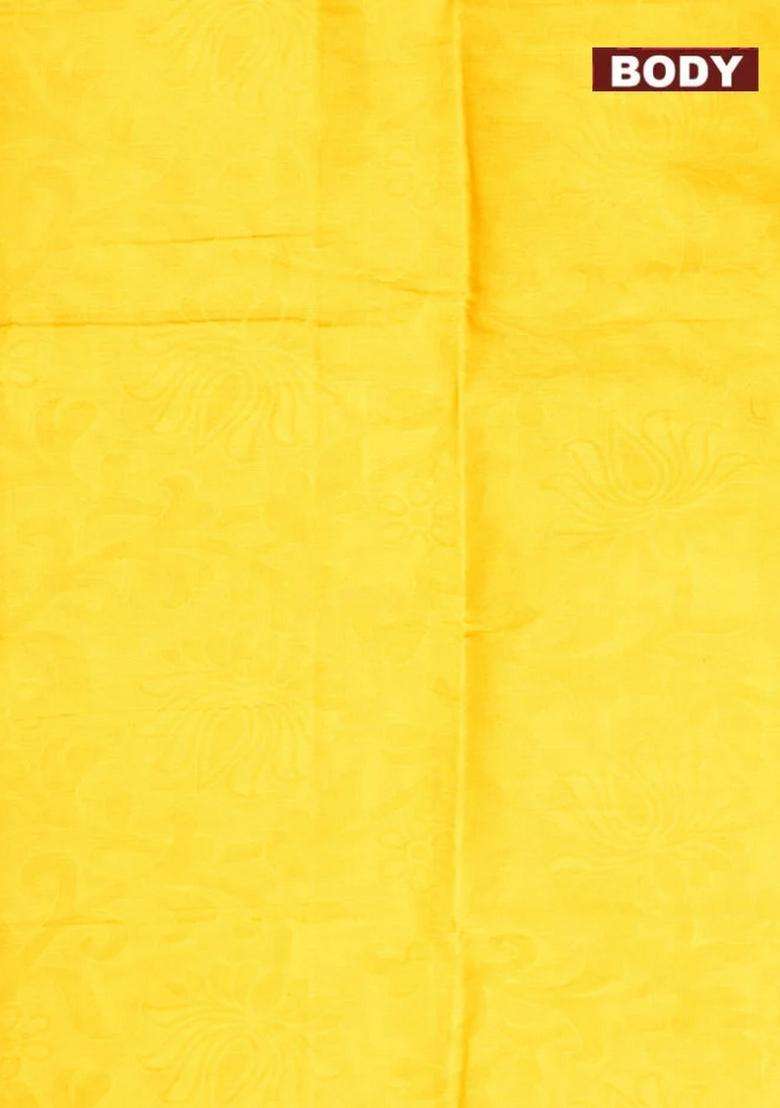 Coimbatore Cotton Yellow Emboss Saree With Thread Woven Border With Traditional Woven Design For Women - Indya