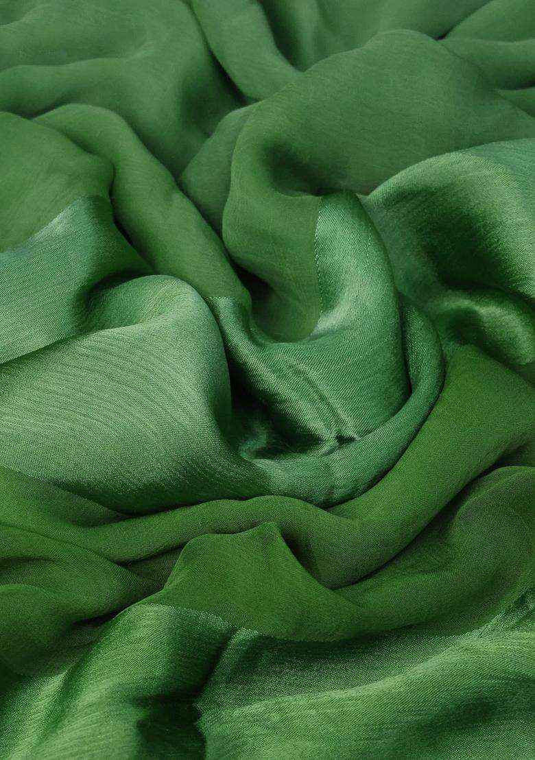 Chiffon Saree Green With Plain Body And Satin Border With Traditional Woven Design For Women - Indya