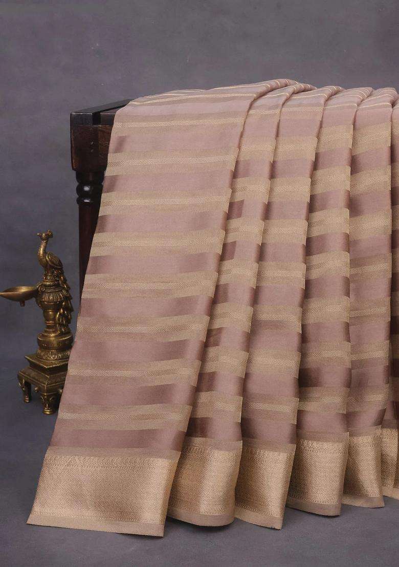 Organza Saree Grey With Allover Zari Weaves And Zari Woven Border With Traditional Woven Design For Women - Indya