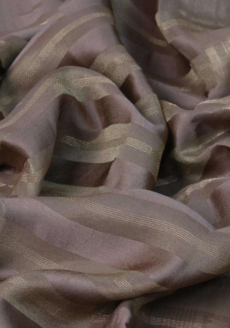 Organza Saree Grey With Allover Zari Weaves And Zari Woven Border With Traditional Woven Design For Women - Indya