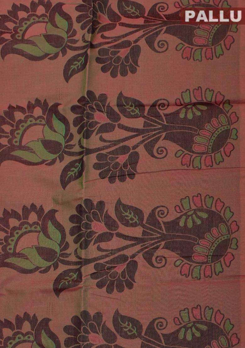 Coimbatore Cotton Pink Emboss Saree With Thread Woven Border With Traditional Woven Design For Women - Indya