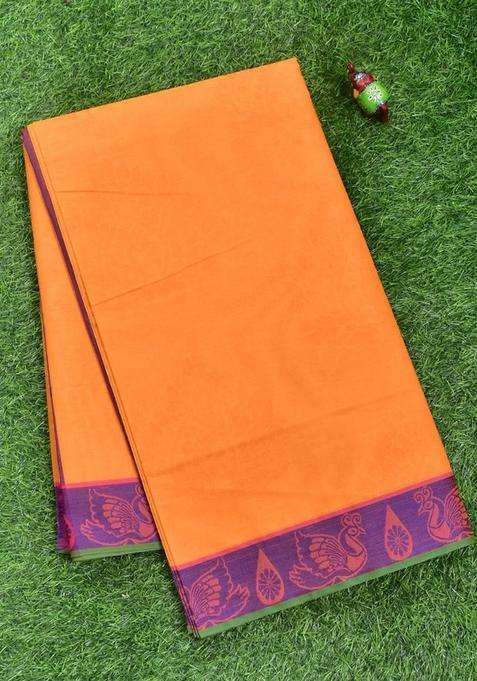 Coimbatore Cotton Yellow Emboss Saree With Thread Woven Border With Traditional Woven Design For Women