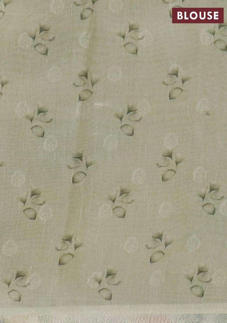 Tissue Saree Mild Pista Green With Allover Zari Weaves And Floral Digital Printed Border For Women - Indya