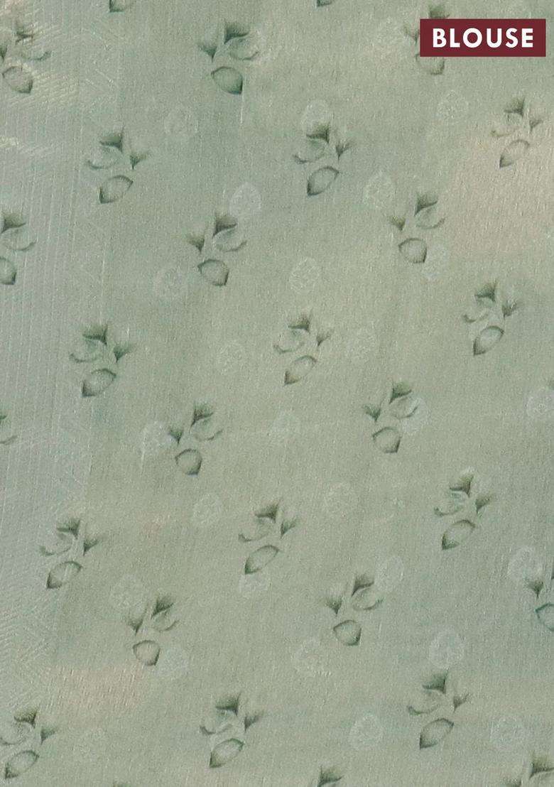 Tissue Saree Teal Green Shade With Allover Zari Weaves And Floral Digital Printed Border For Women - Indya