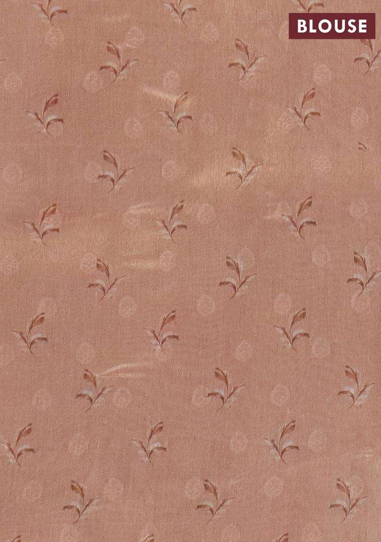 Tissue Saree Grey And Peach Orange With Allover Zari Weaves And Floral Digital Printed Border For Women - Indya