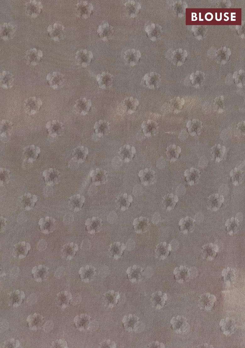 Tissue Saree Beige And Pastel Grey With Allover Zari Weaves And Floral Digital Printed Border For Women - Indya