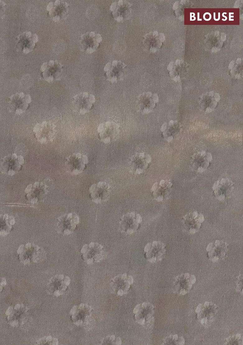 Tissue Saree Beige With Allover Zari Weaves And Floral Digital Printed Border For Women - Indya