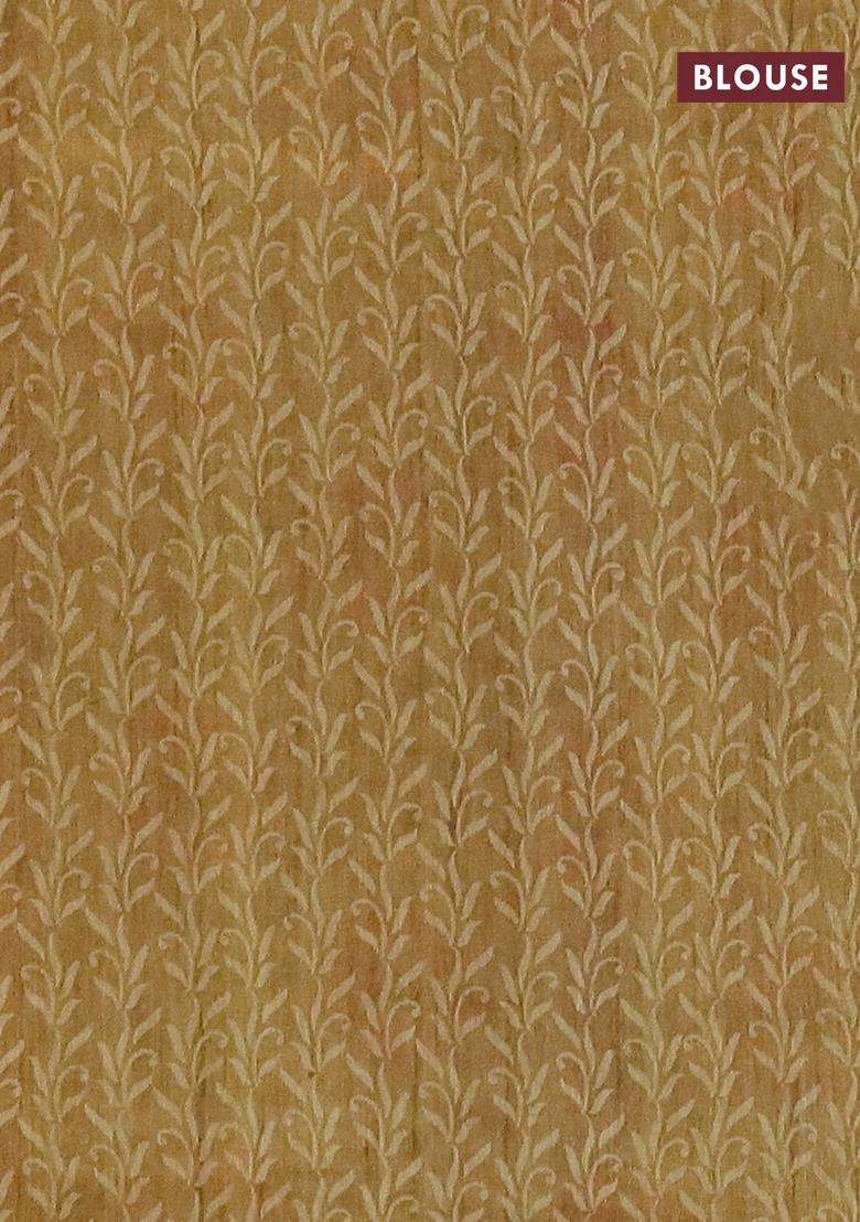Semi Tussar Saree Pastel Grey And Yellow With Allover Prints And Small Zari Woven Border With Printed Design For Women - Indya