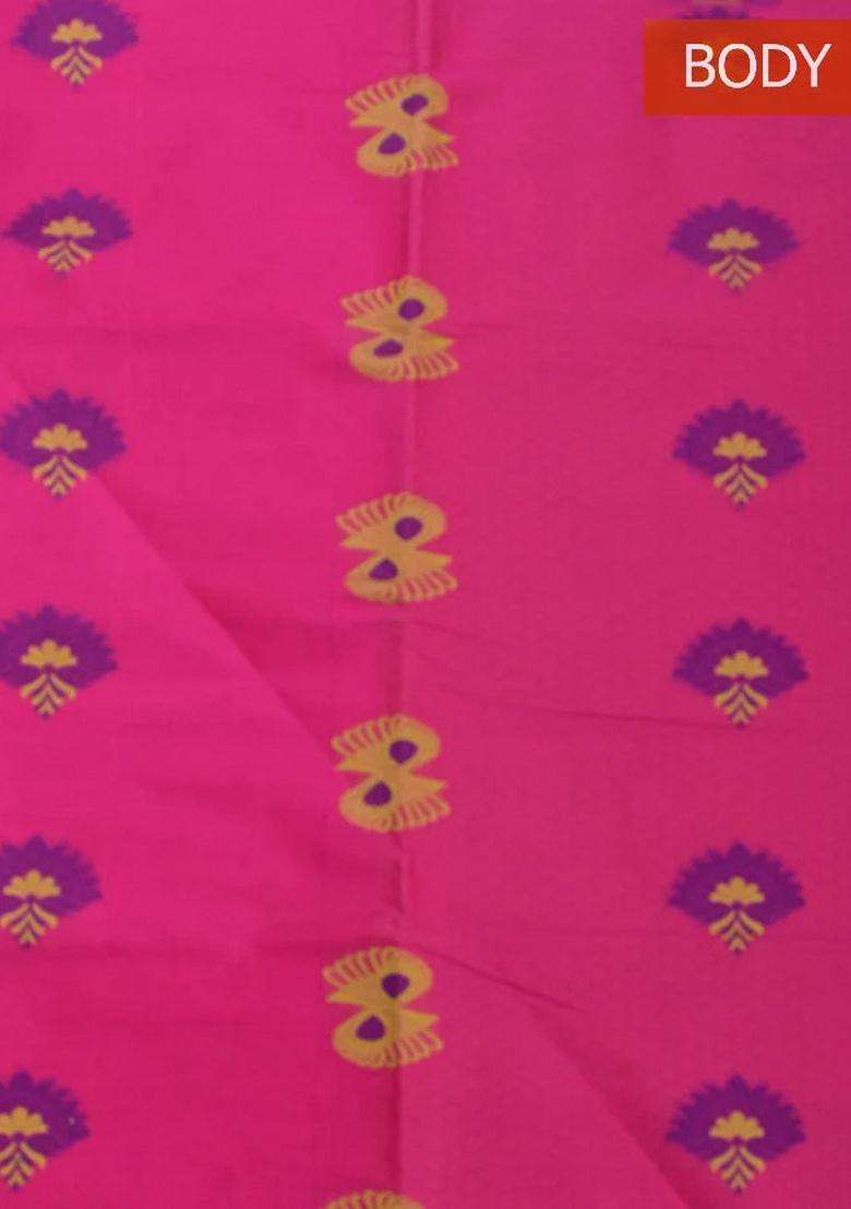 Coimbatore Cotton Dark Pink Butta Saree With Thread Woven Border With Buttas And Brocade Design For Women - Indya