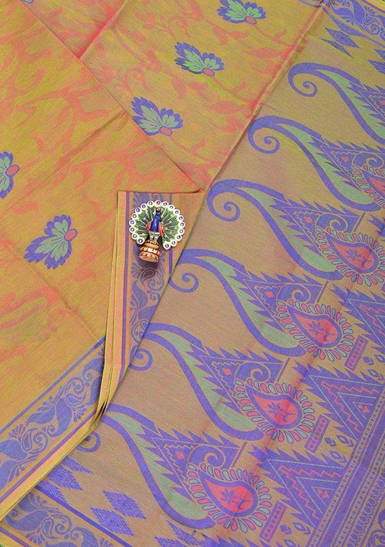 Coimbatore Cotton Brown Butta Saree With Thread Woven Border With Buttas And Brocade Design For Women - Indya