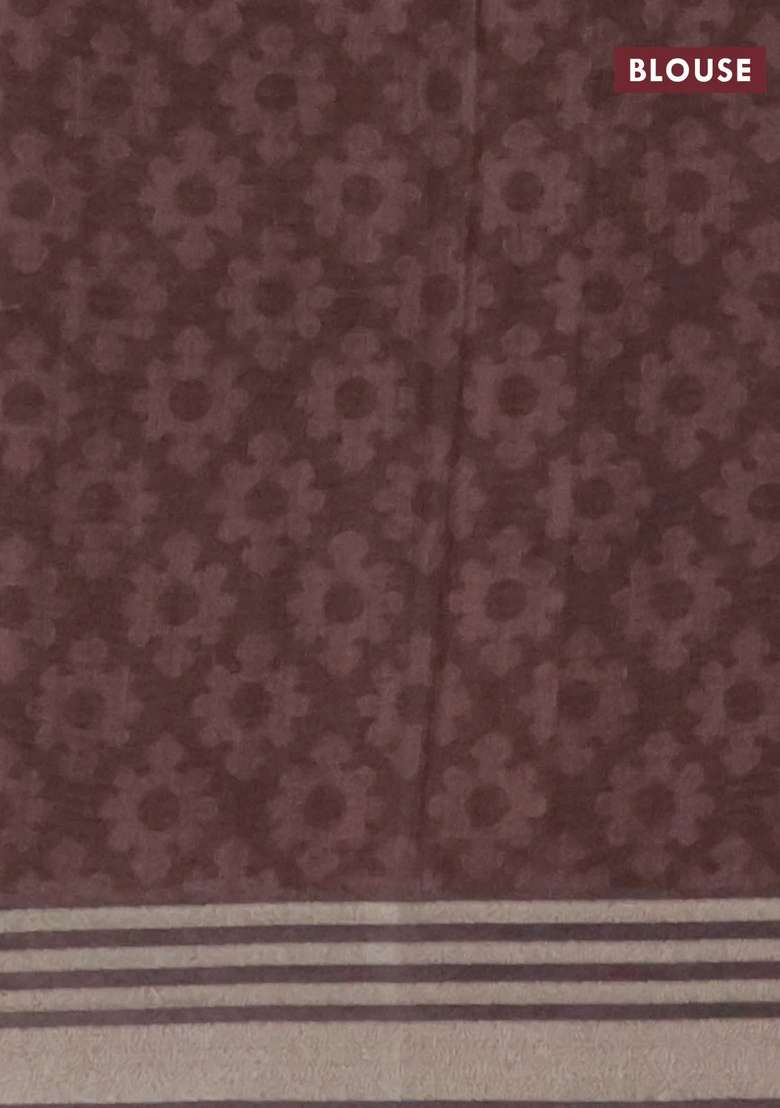 Semi Tussar Saree Violet Shade And Elephant Grey With Allover Geometric Prints And Zari Woven Border With Printed Design For Women - Indya