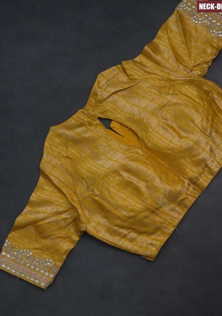 Banarasi Silk Saree Yellow With Allover Silver Gold Zari Woven Buttas And Gotapatti Work Pallu With Buttas And Brocade Design For Women - Indya