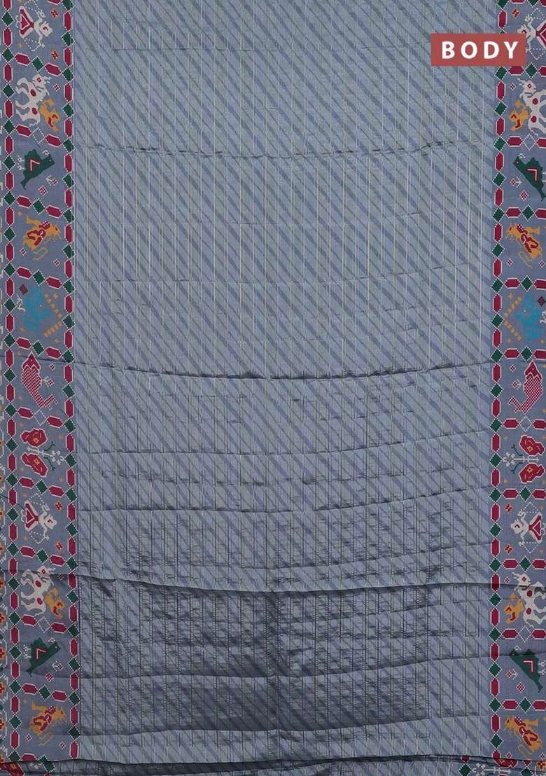 Semi Tussar Saree Pastel Grey With Leheriya Prints And Patola Printed Border For Women - Indya