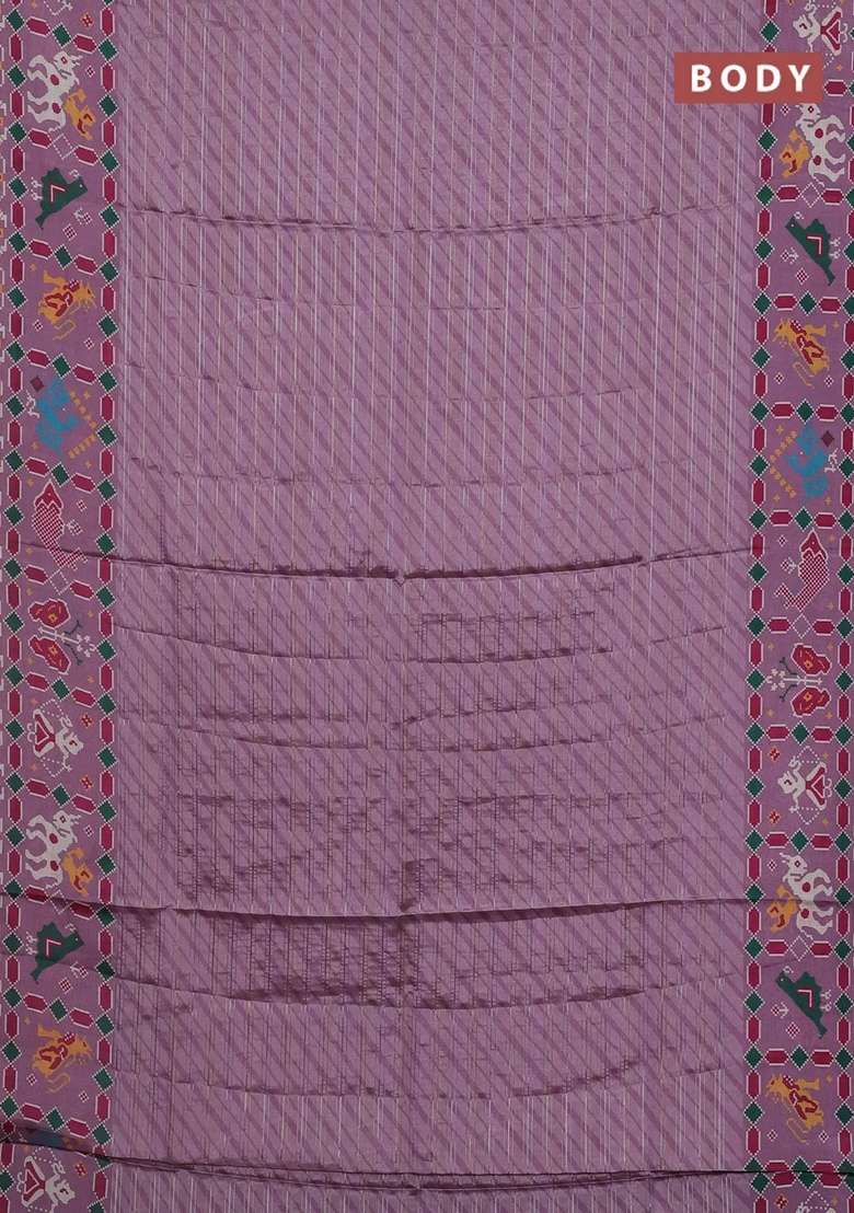 Semi Tussar Saree Mild Purple With Leheriya Prints And Patola Printed Border For Women - Indya