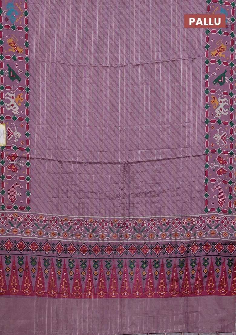 Semi Tussar Saree Mild Purple With Leheriya Prints And Patola Printed Border For Women - Indya