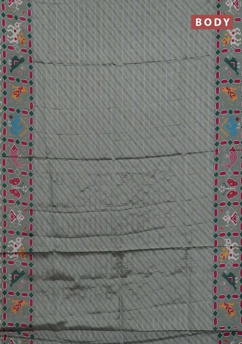 Semi Tussar Saree Pastel Green With Leheriya Prints And Patola Printed Border For Women - Indya