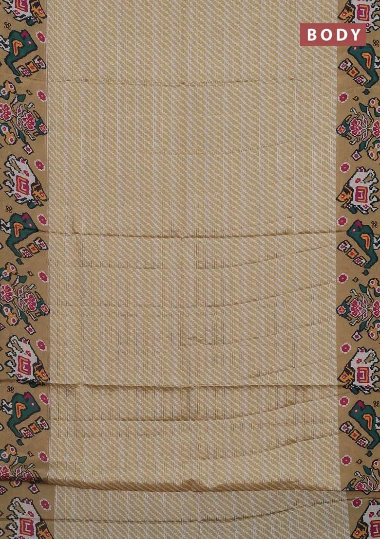Semi Tussar Saree Mustard Shade With Leheriya Prints And Patola Printed Border For Women - Indya
