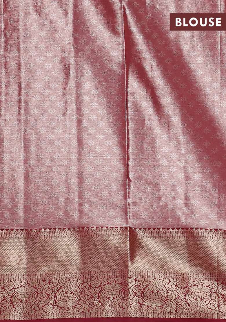 Bangalori Tissue Silk Saree Sandal And Maroon With Zari Woven Brocade Weaves And Zari Woven Border With Buttas And Brocade Design For Women - Indya