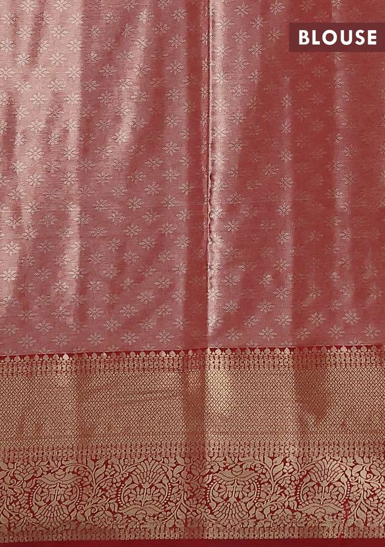 Bangalori Tissue Silk Saree Pastel Blue And Maroon With Zari Woven Brocade Weaves And Zari Woven Border With Buttas And Brocade Design For Women - Indya