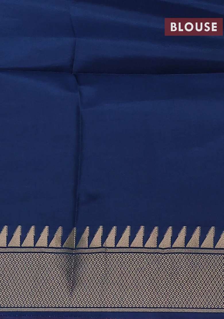 Munga Crepe Silk Saree Pink And Peacock Blue With Silver Gold Zari Woven Buttas And Rich Zari Woven Pallu With Buttas And Brocade Design For Women - Indya